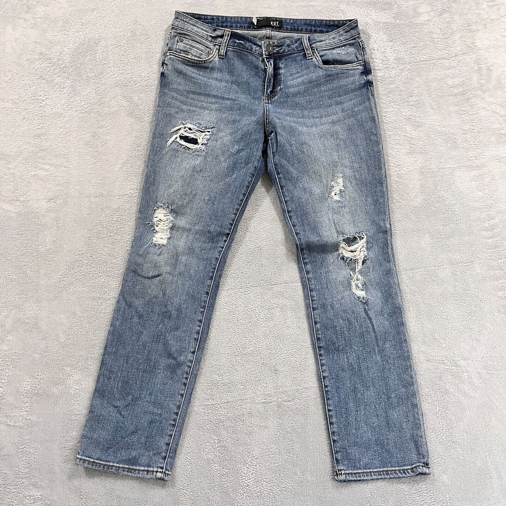 Kut from the Kloth Jeans Womens 10 Catherine Boyfriend Distressed 29.5" Inseam